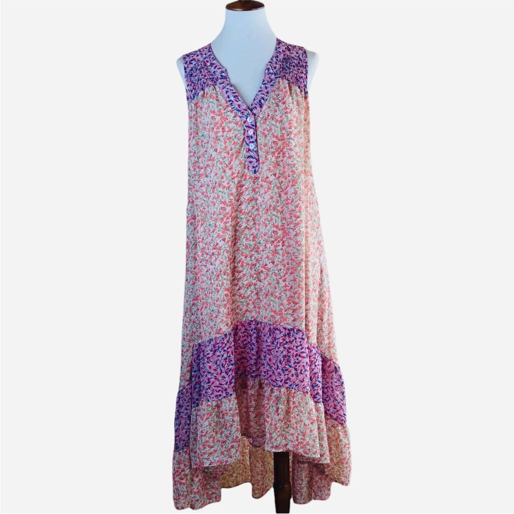 Easel Anthropologie Prairie Floral Sleeveless High Low Shift Dress Small